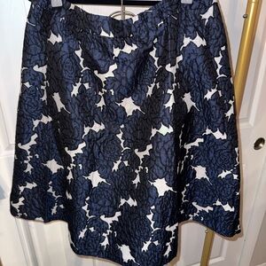 Navy & White Floral Jacquard Circle Skirt